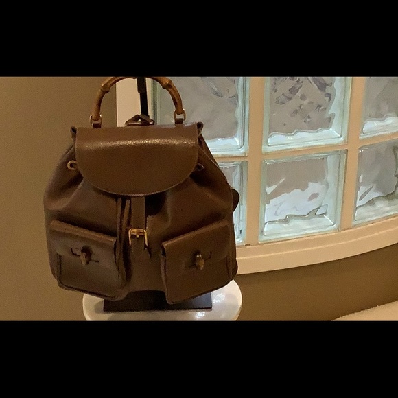 Gucci Vintage Bamboo Leather Backpack EUC - Picture 2 of 12